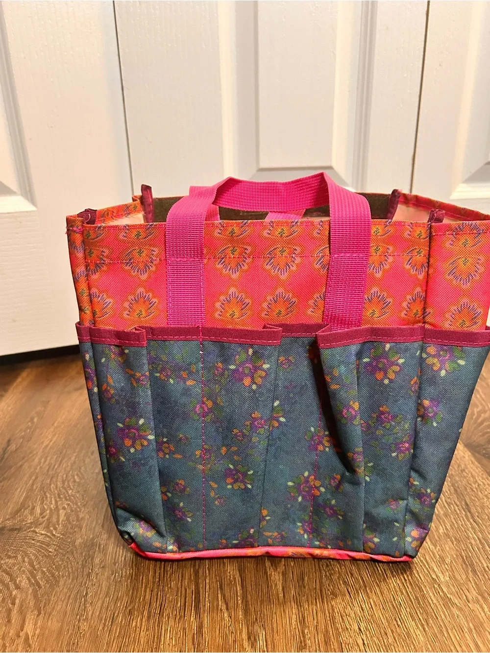 NATURAL LIFE Pink and Navy Floral Utility Tote Bag Garden Boho